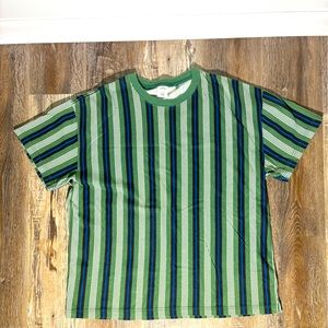 Urban Outfitters Mens Green Shirt Striped Short Sleeve Size L